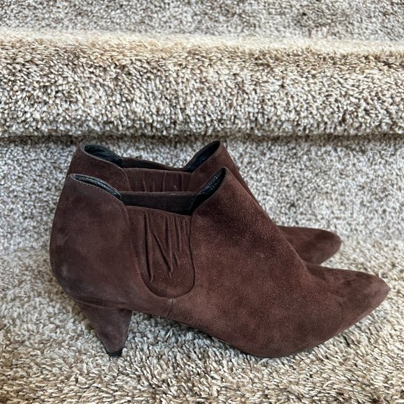 Prada Women's Brown Pointed Toe Suede Booties. - Picture 1 of 15